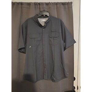 UB TECH Gray Performance Fishing Shirt, Men's Large, Short Sleeve, Unionbay